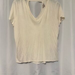 Banana Republic Cream Short Sleeve V-Neck Tee